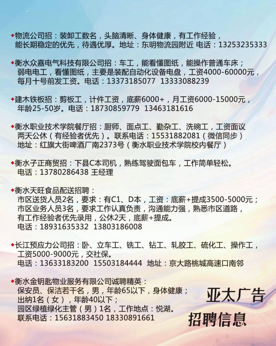 徐水县最新招聘信息